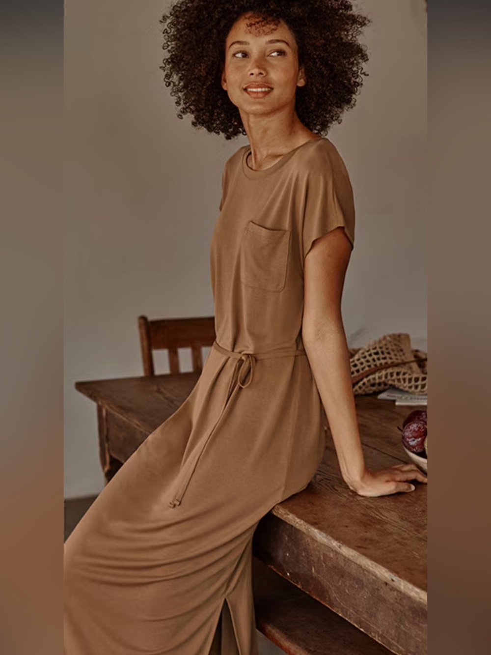 J. Jill Casual-Luxe T-Shirt Dress in Tigers Eye Size XL